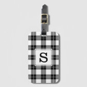 Étiquette À Bagage Monogramme classique Motif plaqué noir et blanc (Devant Vertical)