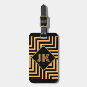 Étiquette À Bagage monogramme classique or noir luxueux personnaliser (Devant Vertical)