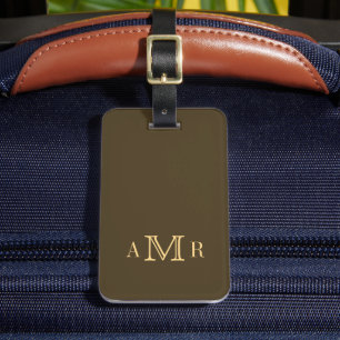 Étiquette À Bagage Monogramme classique personnalisé Brown