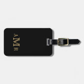 Étiquette À Bagage Monogramme classique personnalisé noir (Devant horizontal)