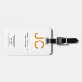 Étiquette À Bagage Monogramme classique professionnel minimaliste sim (Devant horizontal)