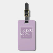 Étiquette À Bagage Monogramme classique violet et blanc (Devant Vertical)