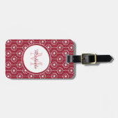 Étiquette À Bagage Monogramme Cœur Rouge (Devant horizontal)