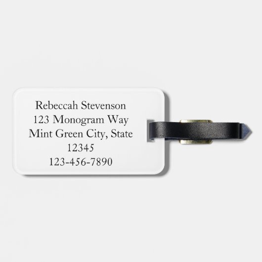 Étiquette À Bagage Monogramme Confetti Argent/Or (Dos horizontal)