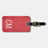 Étiquette À Bagage Monogramme cool rouge blanc gras (Devant horizontal)