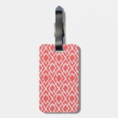 Étiquette À Bagage Monogramme Coral rose Tribal Ikat Diamond Motif (Dos Vertical)