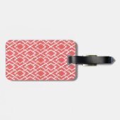 Étiquette À Bagage Monogramme Coral rose Tribal Ikat Diamond Motif (Dos horizontal)