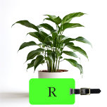 Étiquette À Bagage Monogramme couleur brillant vert néon Texte initia<br><div class="desc">Monogramme initial et aussi des détails personnels comme nom,  adresse,  numéro de téléphone et e-mail que vous pouvez modifier. Conçu avec un arrière - plan de couleur vert néon solide attrayant,  vous pouvez changer la couleur si vous le souhaitez. Idée cadeau de voyage cool pour lui ou elle.</div>