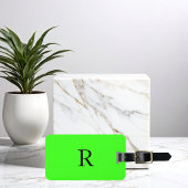 Étiquette À Bagage Monogramme couleur brillant vert néon Texte initia