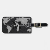Étiquette À Bagage Monogramme Custom World Map Parties scintillant no (Devant horizontal)