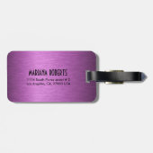 Étiquette À Bagage Monogramme d'aluminium brossé violet métallique (Dos horizontal)