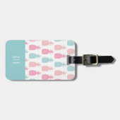 Étiquette À Bagage Monogramme d'ananas tropical moderne (Devant horizontal)