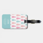 Étiquette À Bagage Monogramme d'ananas tropical moderne (Dos horizontal)