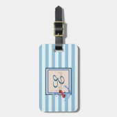 Étiquette À Bagage Monogramme d'ancre bleu clair (Devant Vertical)