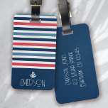 Étiquette À Bagage Monogramme d'Ancre nautique à rayures personnalisé<br><div class="desc">Vous cherchez un cadeau unique et personnalisé pour quelqu'un de spécial? Découvrez notre monogramme rayé personnalisé ! Parfait pour Noël,  cette étiquette de bagage peut être personnalisée avec un nom monogramme de votre choix. Commandez les vôtres dès aujourd'hui !</div>