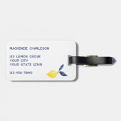 Étiquette À Bagage Monogramme d'aquarelle Citrons de citron personnal (Dos horizontal)