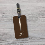 Étiquette À Bagage Monogramme de bande métallique Brown cool Faux<br><div class="desc">Élégante étiquette de bagage marron foncé personnalisable avec bande métallique FAUX et votre monogramme audacieux.</div>