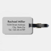 Étiquette À Bagage Monogramme de bande noire et blanche moderne (Dos horizontal)