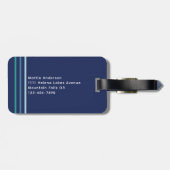 Étiquette À Bagage Monogramme de bande verte bleue (Dos horizontal)