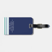 Étiquette À Bagage Monogramme de bande verte bleue (Dos horizontal)