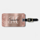 Étiquette À Bagage Monogramme de boue d'or Rose (Devant horizontal)