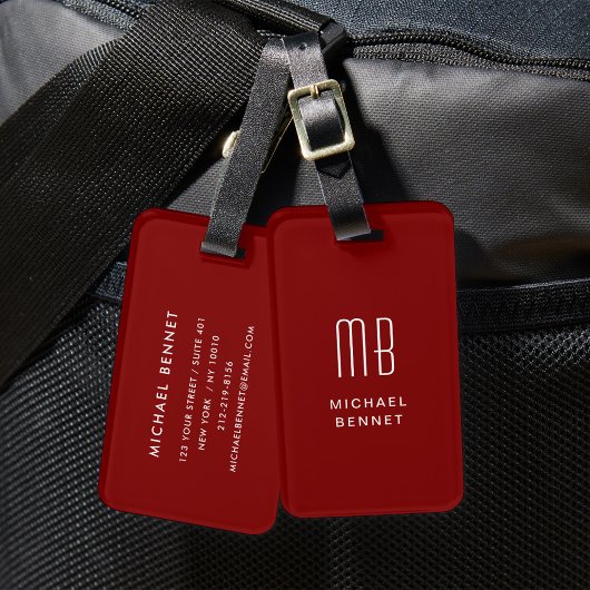 Étiquette À Bagage Monogramme de Bourgogne moderne