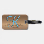 Étiquette À Bagage Monogramme de bronze 🔑 Pecan élégant (Dos horizontal)