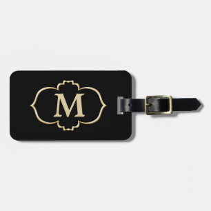 Étiquette À Bagage Monogramme de cadre en or noir