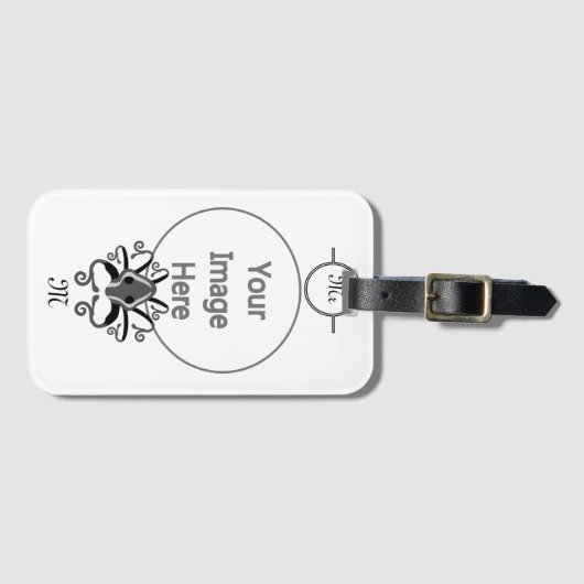 Étiquette À Bagage Monogramme de calmar gris (Devant Horizontal)