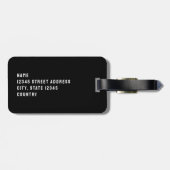 Étiquette À Bagage Monogramme de clavier de piano noir et blanc (Dos horizontal)