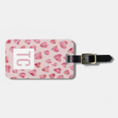 Étiquette À Bagage Monogramme de coeur rose (Devant horizontal)