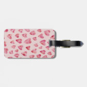 Étiquette À Bagage Monogramme de coeur rose (Dos horizontal)