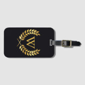 Étiquette À Bagage Monogramme de couronne d'or Laurel (Devant Horizontal)