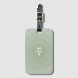Étiquette À Bagage Monogramme de dégradé circulaire minimaliste vert