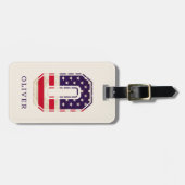 Étiquette À Bagage Monogramme de drapeau américain moderne O (Devant horizontal)