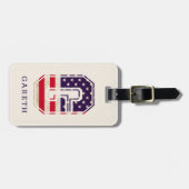 Étiquette À Bagage Monogramme de drapeau USA moderne G (Devant horizontal)