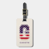 Étiquette À Bagage Monogramme de drapeau USA moderne G (Devant Vertical)