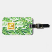 Étiquette À Bagage Monogramme de feuilles de palmier tropical (Devant horizontal)