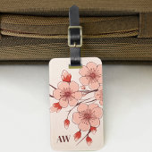 Étiquette À Bagage Monogramme de fleurs de cerisiers rose moderne