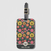 Étiquette À Bagage Monogramme de fleurs folkloriques de Scandi de Boh (Devant Vertical)