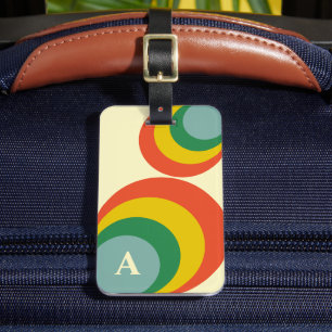 Étiquette À Bagage Monogramme de formes suisses colorées rétro