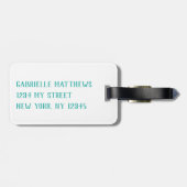 Étiquette À Bagage Monogramme de germe de palme florale tropicale Nom (Dos horizontal)