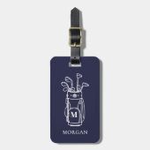 Étiquette À Bagage Monogramme de golf bleu marine (Devant Vertical)
