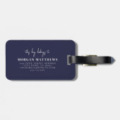 Étiquette À Bagage Monogramme de golf bleu marine (Dos horizontal)