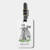 Étiquette À Bagage Monogramme de golf personnalisé (Devant Vertical)
