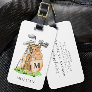 Étiquette À Bagage Monogramme de golf personnalisé