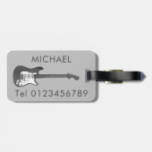 Étiquette À Bagage Monogramme de guitare électrique (Dos horizontal)