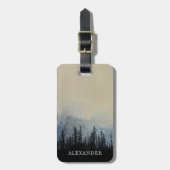 Étiquette À Bagage Monogramme de la forêt foncée | Neutre personnalis (Devant Vertical)