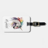 Étiquette À Bagage Monogramme de licorne arc-en-ciel (Devant horizontal)