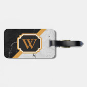 Étiquette À Bagage Monogramme de marbre (Dos horizontal)